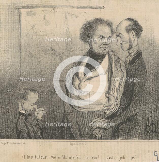 L'instituteur: votre fils me fera honneur!..., 19th century. Creator: Honore Daumier.