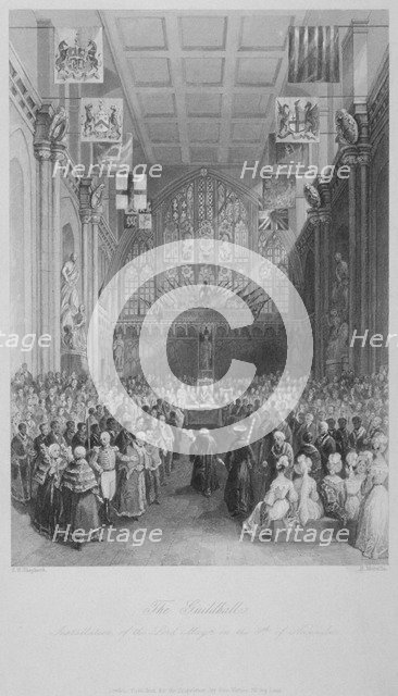 Installation of the Lord Mayor of London at the Guildhall, City of London, 1838.  Artist: Harden Sidney Melville       