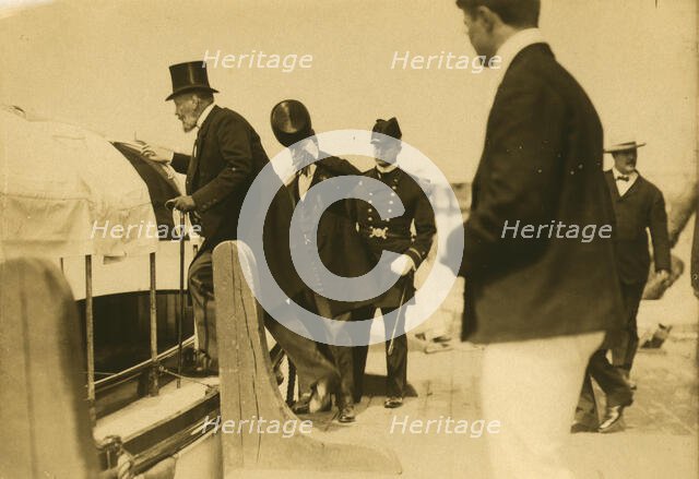 Serge Witte going on board "Mayflower", 1905. Creator: Unknown.