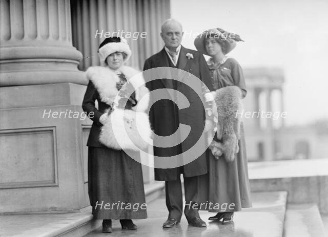 Champ Clark, Rep. from Missouri, with Helen Cox, Left, and Daughter Genvieve [sic], 1912. Creator: Harris & Ewing.