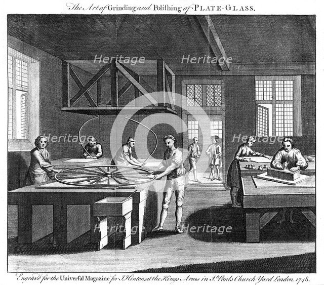 'The Art of Grinding and Polishing of Plate-Glass', 1748. Artist: Unknown