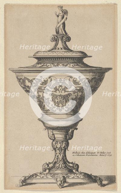 Ornate goblet on feet of masks, 1645., 1645. Creator: Wenceslaus Hollar.
