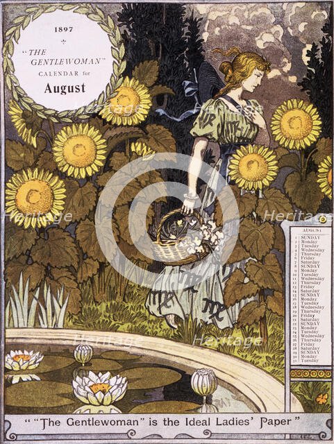 "The Gentlewoman" Calendar for August 1897. Creator: Unknown.