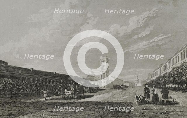 Nevsky Prospekt, Saint Petersburg, Russia, 1839. Creator: Augustin François Lemaitre.