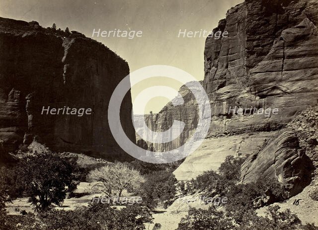 Head of Cañon de Chelle, Looking Down. Walls about 1200 feet in height, 1873. Creator: Tim O'Sullivan.