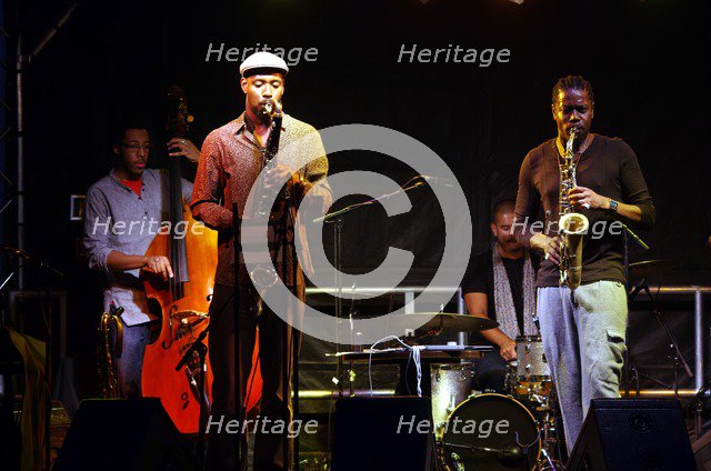 Soweto Kinch and Shabaka Hutchings, Imperial Wharf Jazz Festival, London, 2011. Artist: Brian O'Connor