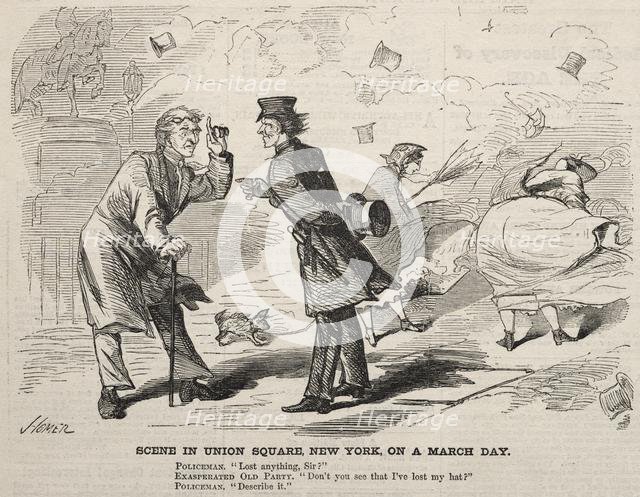 Scene in Union Square, New York, on a March Day, 1860. Creator: Winslow Homer (American, 1836-1910).