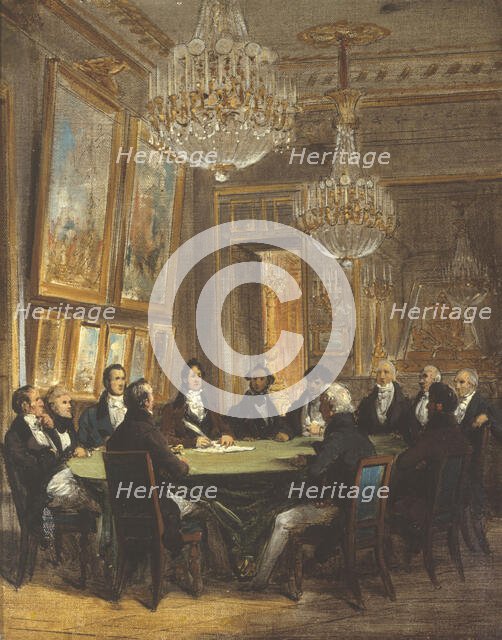 Le duc d'Orléans signant la proclamation de la lieutenance générale du royaume, le 31 juillet 1830. Creator: Joseph-Desire Court.