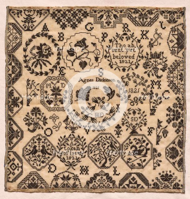 Sampler, 1821. Creator: Unknown.