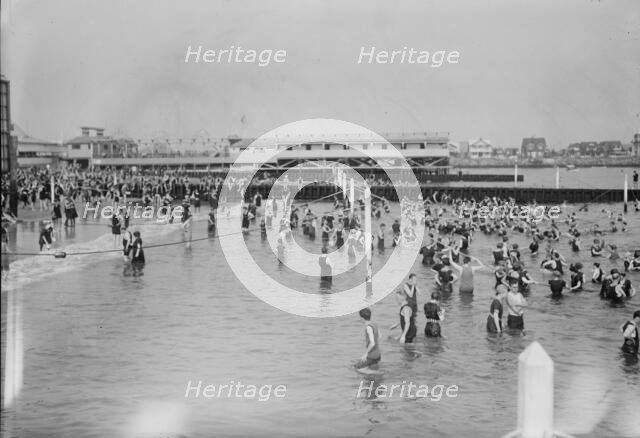 Bathing at Brighton Beach, between c1910 and c1915. Creator: Bain News Service.