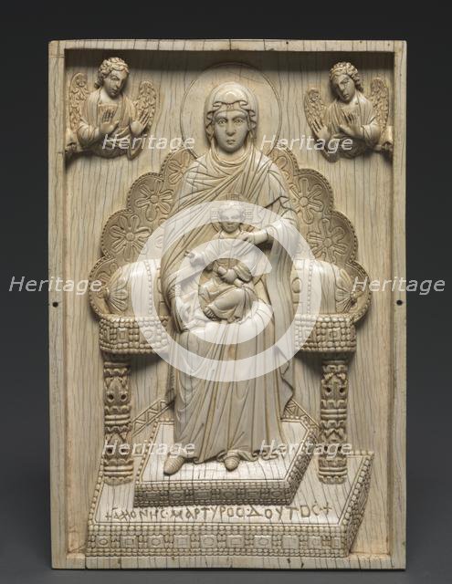 Ivory Plaque with Enthroned Mother of God ("The Stroganoff Ivory"), 950-1025. Creator: Unknown.