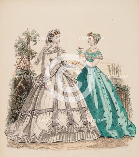Fashion Plate - Petit Courrier des Dames 'Modes de Paris', 1866-67. Creator: Gilquin fils.