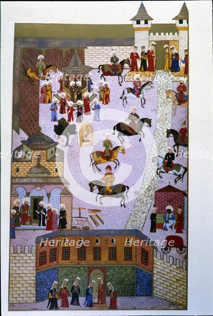 Topkapi Palace, view of the imperial gate, first courtyard and central gate, Turkish...(1584-89). Creator: Unknown.