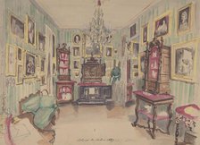 Drawing of an Interior: Cabinet du Salon, 1857. Creator: Anon.