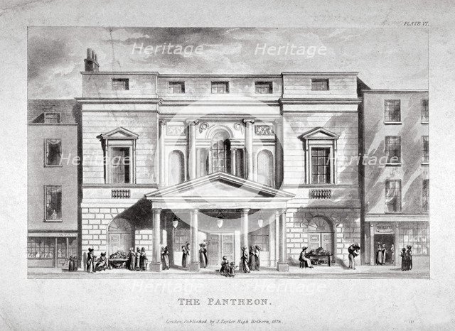 Front view of the Pantheon, Oxford Street, Westminster, London, 1826. Artist: Anon