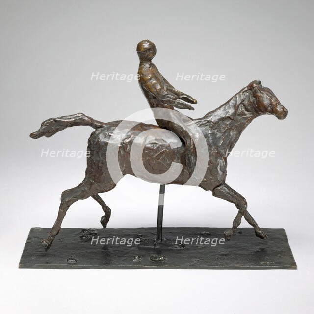 Horse with Jockey; Horse Galloping, Turning Head to the Right, Feet Not Touching the Ground... Creator: Edgar Degas.