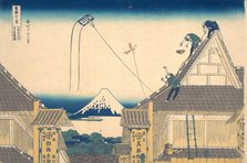 Mitsui Shop at Surugacho in Edo (Edo Surugacho Mitsui mise ryaku zu), from the seri..., ca. 1830-32. Creator: Hokusai.