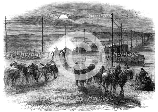 The Civil War in America: the long bridge over the Potomac at Washington, guarded by the..., 1861. Creator: Unknown.