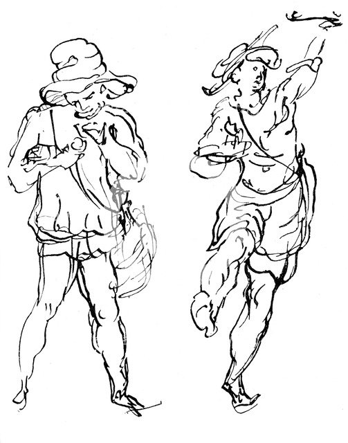 Figures designed by Inigo Jones for the masque, 1893. Artist: Unknown