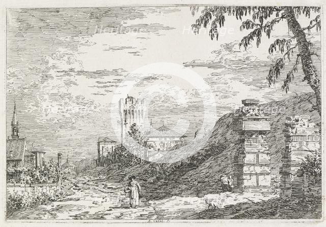 Views: Two Ruined Pillars, 1735-1746. Creator: Antonio Canaletto (Italian, 1697-1768).