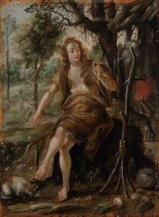 Eve Spinning, 1600-1625. Creator: Monogrammist SI.