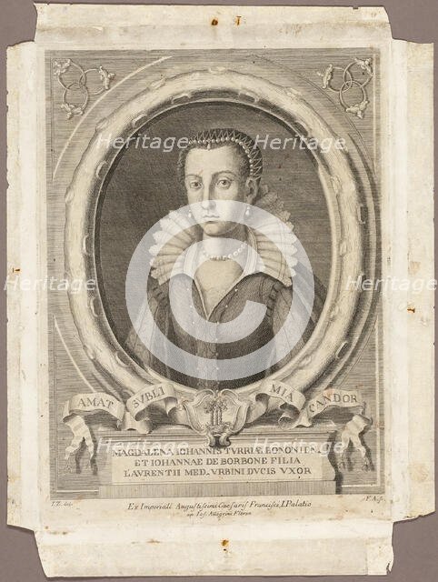 Madeleine de la Tour d'Auvergne, published 1761. Creator: F.A..