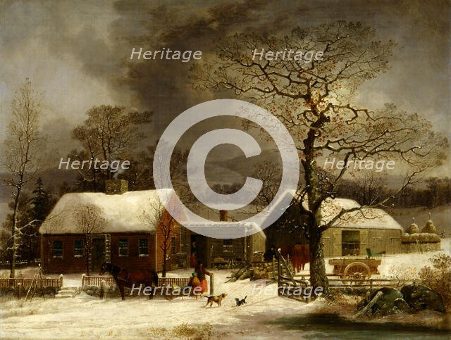 Winter Scene in New Haven, Connecticut, ca. 1858. Creator: George Henry Durrie.