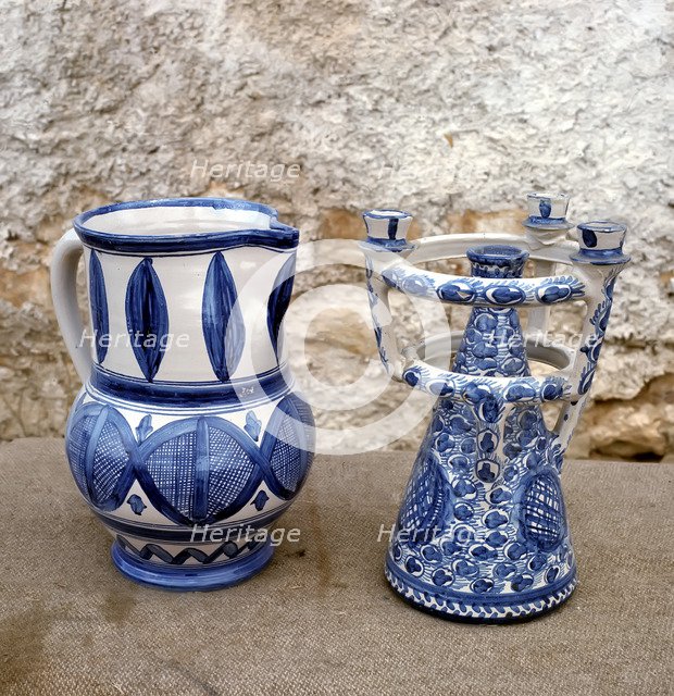 Two pieces of the current workshop of Muel, recovering of ancient potteries of the 15th and 16th …