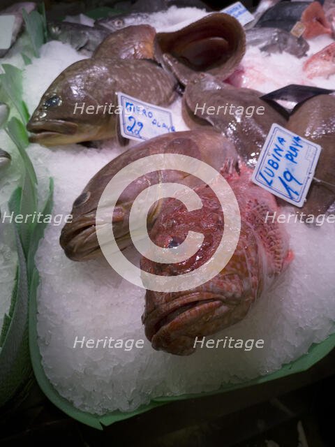 Fish at La Bouqueria, Barcelona, Spain, 2020. Creator: Ethel Davies.