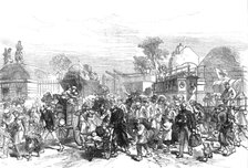 French Siege of Paris: armistice at Neuilly - people leaving their homes to go into the city, 1871. Creator: C. R..