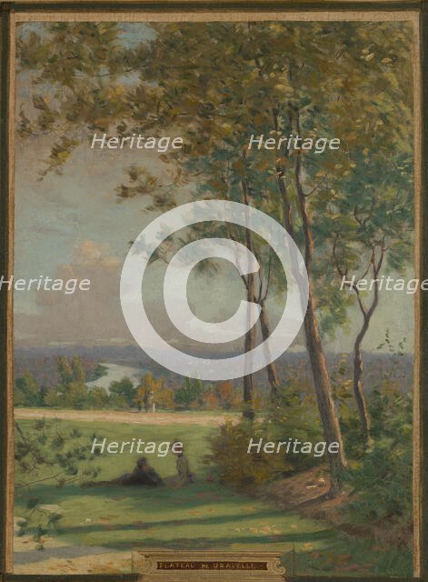 Sketch for the town hall of Vincennes: the chapel, keep, obelisk, the manoeuvring area..., 1898. Creator: Maurice Chabas.