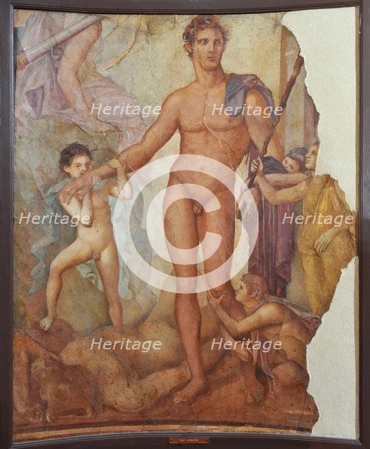 Theseus the Liberator. Ancient Roman fresco from Herculaneum Basilica.