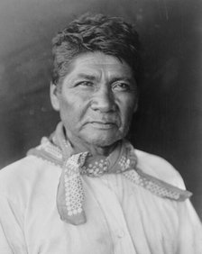 Marcos, Palm Cañon Cahuilla, half-length portrait, facing slightly right, c1905 [c1924]. Creator: Edward Sheriff Curtis.