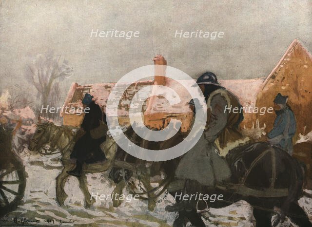 'Six Mois Dans la Somme; Convoi d'artillerie', 1916. Creator: Charles Hoffbauer.