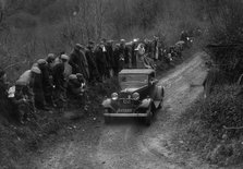 Ford V8 of DJC Palmer competing in the MCC Lands End Trial, 1935. Artist: Bill Brunell.