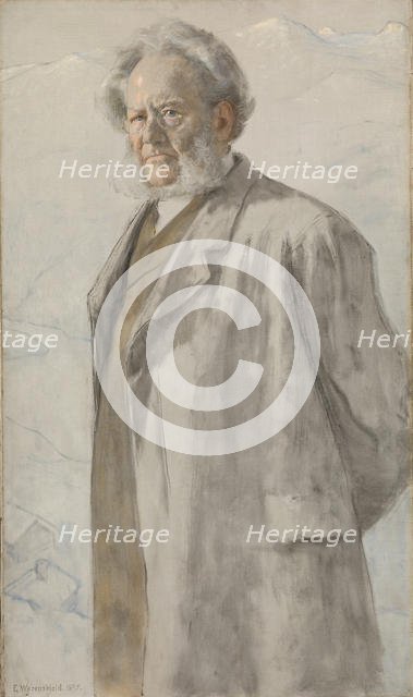 Portrait of Henrik Ibsen (1828-1906), 1895. Creator: Werenskiold, Erik Theodor (1855-1938).