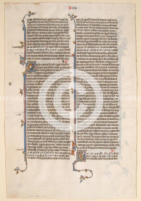 Manuscript Leaf from a Bible, ca. 1280-1300. Creator: Unknown.