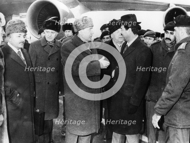 Saddam Hussein and Andrei Gromyko, Moscow, Russia, 1986. Artist: Unknown