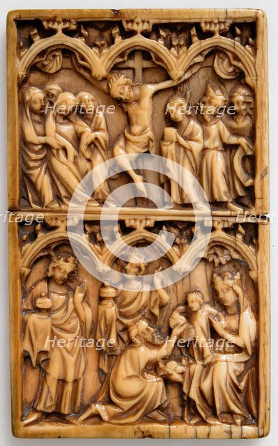 Writing Tablet with Crucifixion and the Adoration of the Magi, East French or Rhenish, mid-14th cent Creator: Unknown.