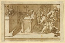 Saint Charles Borromeo Venerating the Relics, c.1604. Creator: Workshop of Cesare Nebbia Italian, 1536-1614.