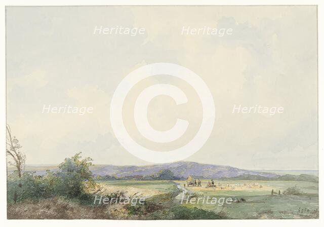 Landscape with meadows, near the dunes, 1844. Creator: Frans Arnold Breuhaus de Groot.