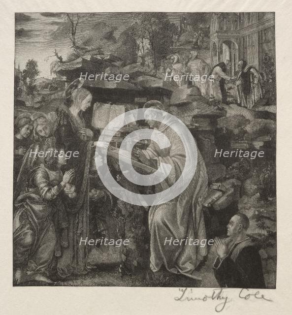 Old Italian Masters: Madonna Appearing to St. Bernard, 1888-1892. Creator: Timothy Cole (American, 1852-1931).