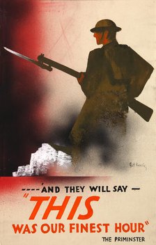 'And they will say - "This was our finest hour" The PriMinster', WWII poster, between 1939 & 1946. Creators: Central Office of Information, Patrick Keely.