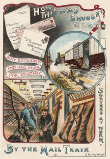 Mail train carrying letters to London from towns and cities in Britain, c1900. Artist: Unknown