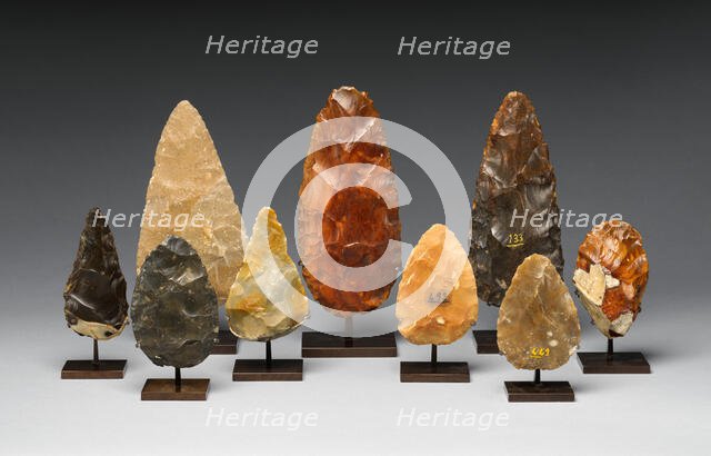 Nine Bifaces, Acheulean, 700,000-200,000 B.C. Creator: Unknown.