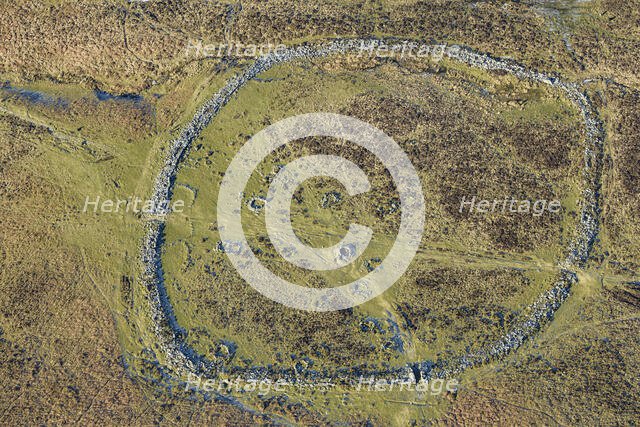 Grimspound, a partly enclosed stone hut circle settlement, Devon, 2024. Creator: Damian Grady.