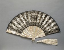 Folding Fan: Chantilly Lace, c. 1870. Creator: Unknown.