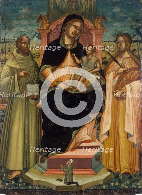 Virgin of Costantinople (Virgin and Child on the throne with Saints Francis of Assisi..., 1539-1540. Creator: Pitzamanos (Bizamano), Donatus (Donato) (1470/85-1550).