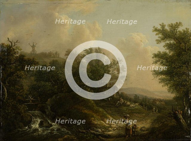 Landscape with a Brook and Hikers, 18th century. Creator: Johann Peter Neef.