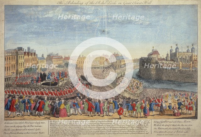 'The Beheading of the Rebel Lords on Great Tower Hill', c1746. Artist: Unknown